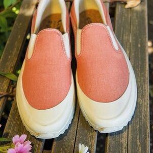 Converse Coral and White Slip-On Sneakers